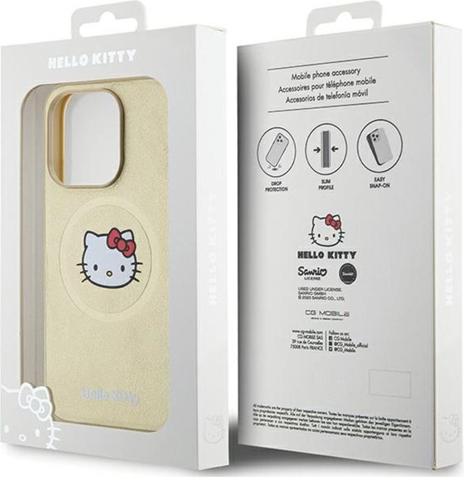 Produktbild Hello Kitty HKHMP14XPGHCKD iPhone 14 Pro Max 6.7" złoty/gold hardcase Leather Kitty Head MagSafe (Apple iPhone 14 Pro Max)