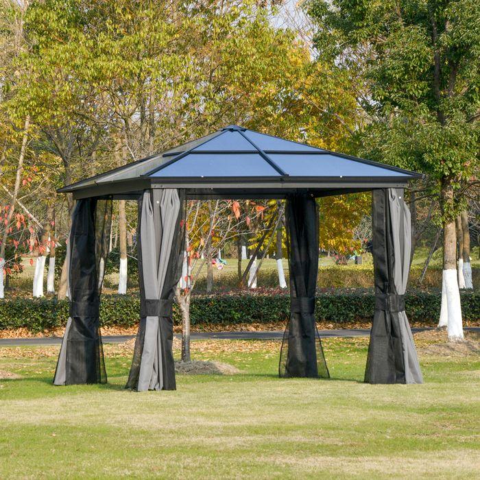 Immagine prodotto Swisshandel24 Gazebo di lusso in alluminio con tetto in PC traslucido marrone+beige 300 x 360 x 265 cm (360 cm, 300 cm)