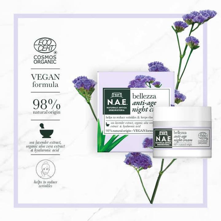Actual product image N.A.E. NAE Naturale Antica Erboristeria Bellezza Anti-Age Day Cream, COSMOS Organic Certified & Vegan Form (50 ml, Day cream)