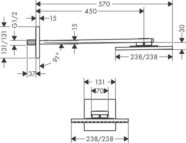 Actual product image Axor ShowerSolutions overhead shower 250/250 1jet,wall connection, shower arm 450 mm (1 Beam types, 19 l/min)