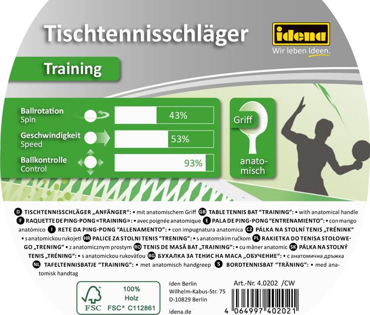 Produktbild Idena Tischtennisschläger Training
