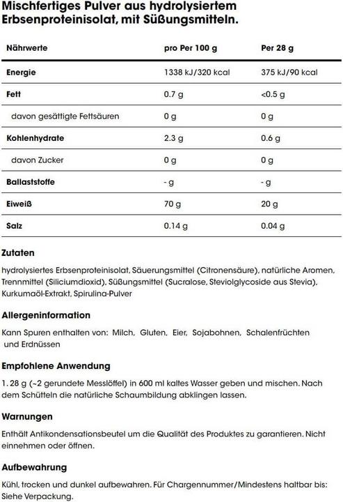 Valori nutrizionali e ingredienti Optimum Nutrition Proteine vegane trasparenti di (Calce, sorbetto, 1 pz., 280 g)