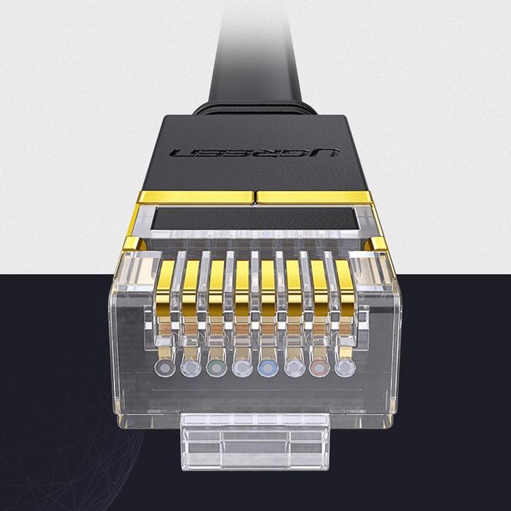 Image du produit Ugreen Câble réseau plat Ethernet RJ45, Cat.7, STP, 0.5m (Noir) (U/FTP, CAT7, 0.50 m)