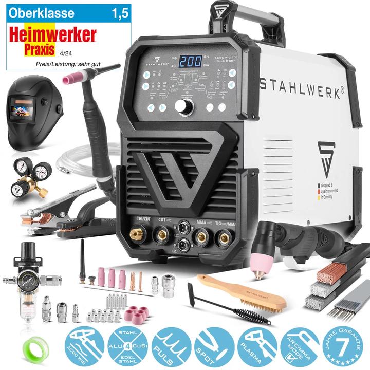Produktbild Stahlwerk 4-in-1 Kombi-Schweissgerät AC/DC WIG 200 Puls D CUT Vollausstattung