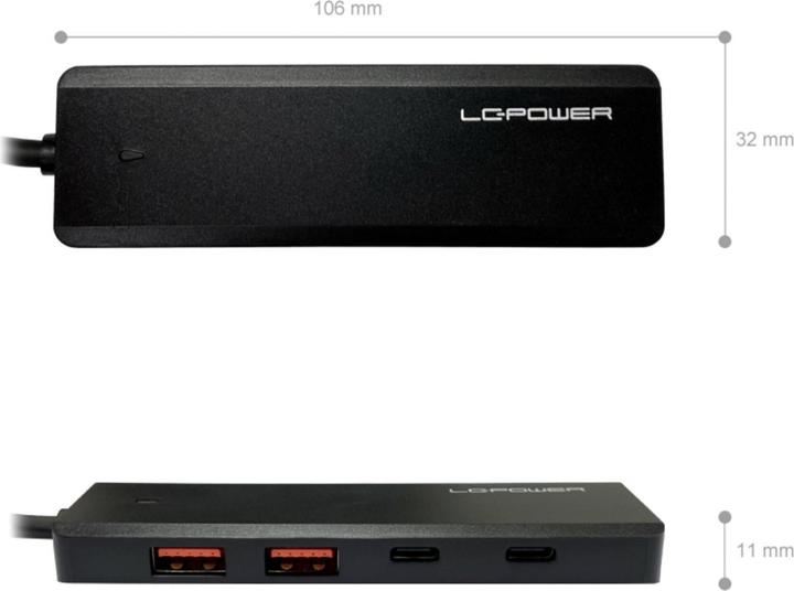 Produktbild LC-Power LC-HUB-U3-4-C 2xUSBA 1XUSB-C Black retail (USB-C, 4 Ports)