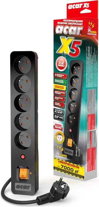Actual product image Acar X5 Black 5 AC outlet(s)