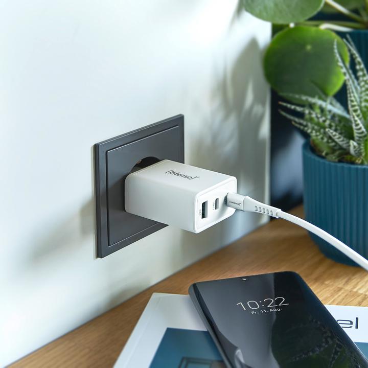 Image du produit Intenso Adaptateur 1x USB-A vers 2x USB-C GAN blanc (65 W)