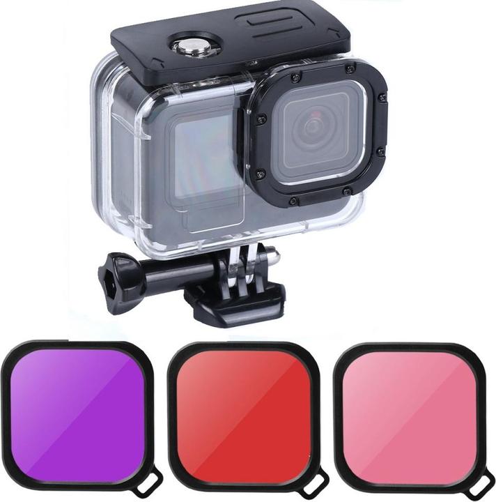 Image du produit Apfelkiste Etui de plongée sous-marine Boîtier de protection GoPro avec 3 filtres de lentilles (Hero 9 Noir, Hero 11, Hero 12, Hero 10)