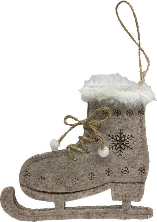 GuGus Hänger Deko Schlittschuh Filz mit Schneeflocken verziert, weissem Saum, Schnürsenkel