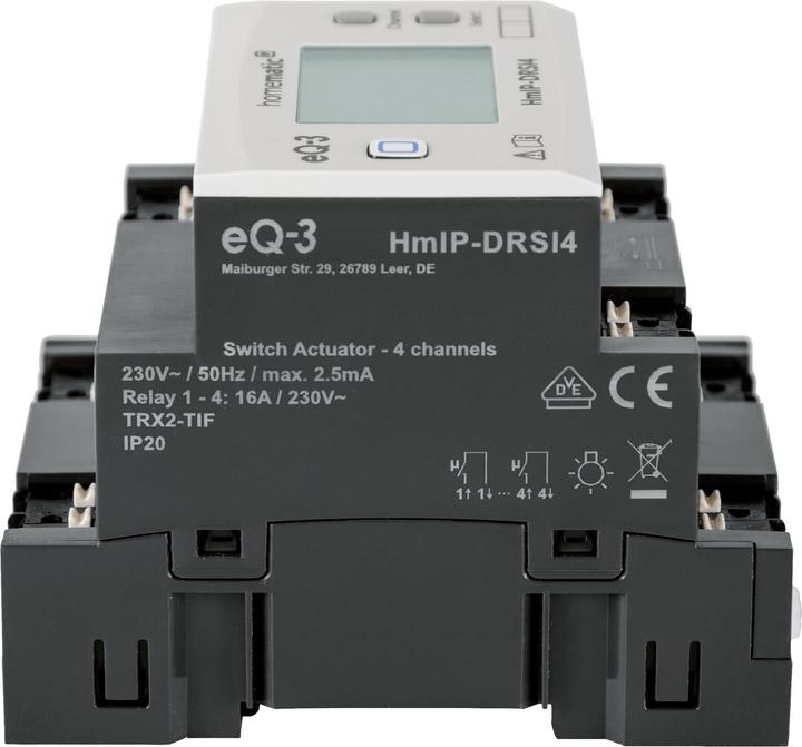 Actual product image Homematic IP Wireless switching actuator for top-hat rail mounting 4-fold (Switch actuator)