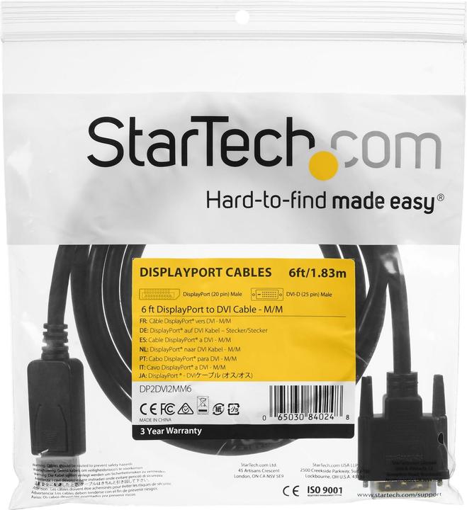 Produktbild StarTech DisplayPort — DVI (1.80 m, DisplayPort)