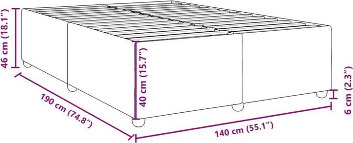 Produktbild VidaXL Bettgestell Bett Doppelbett Polsterbett Lattenrost Creme 140x190cm Stoff (140 x 190 cm)