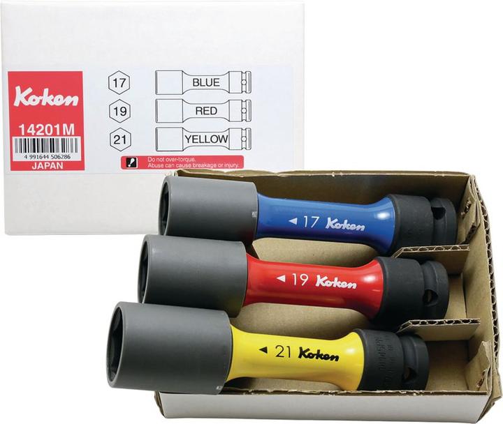 Koken Socket wrench set for wheel nuts 3 pieces, 1/2", 14201M