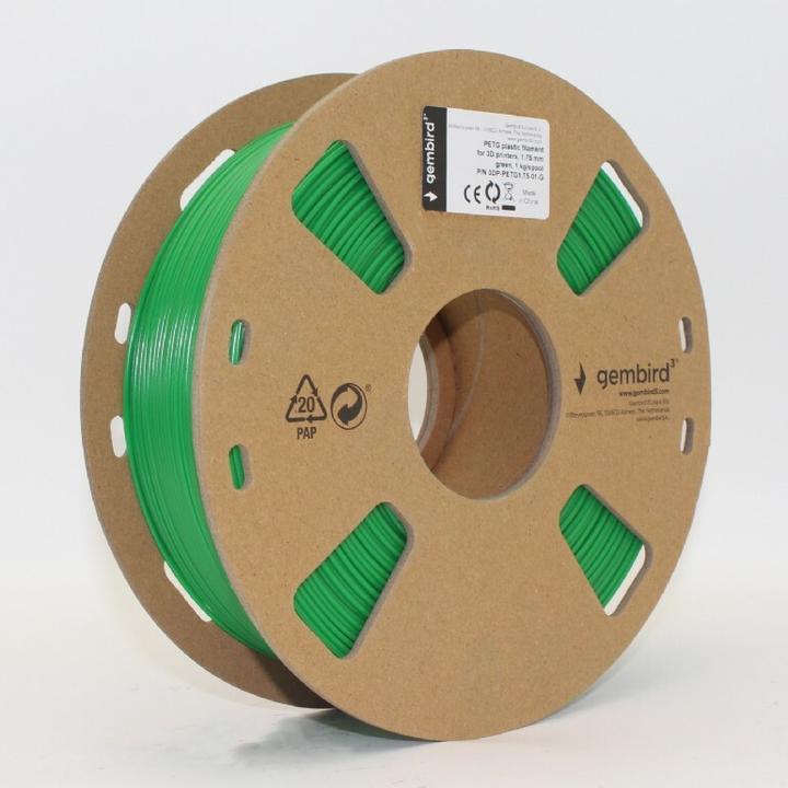 Immagine prodotto Gembird 3 Stampanti 3D Filamento di plastica PETG 1,75 mm nero 3DP-PETG1.75-01-G (PETG, 1.75 mm, 1000 g, Verde)