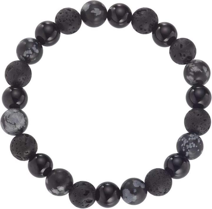 Produktbild Bijouteria Armband (21 cm, Lava-Stein, Achat, Kunststoff, Schneeflocken-Obsidian)