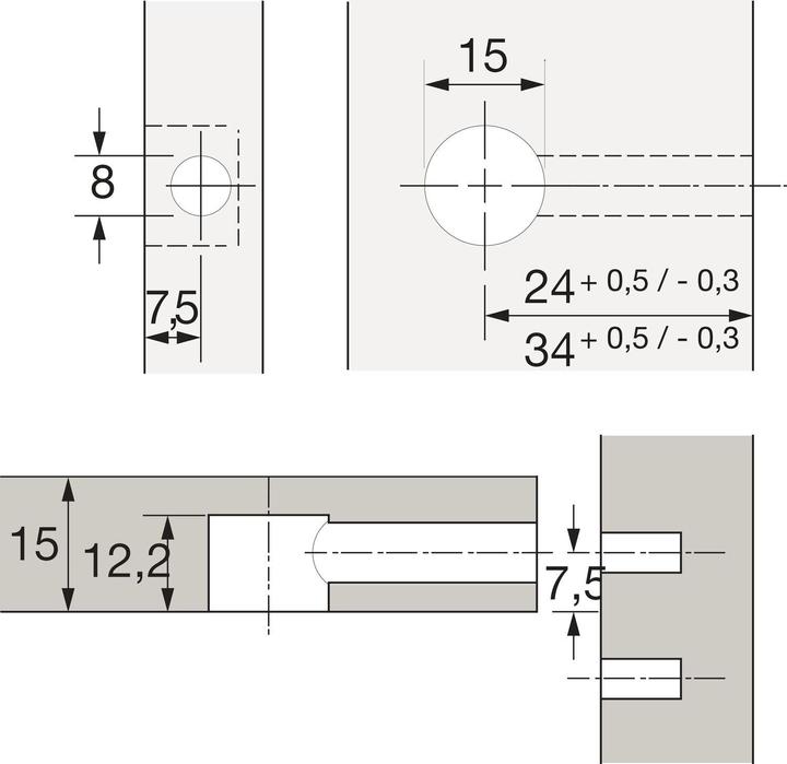 Immagine prodotto Hettich Rastex 15/15 m.bor.cop. ni. (Raccordo di collegamento, 1 pz.)