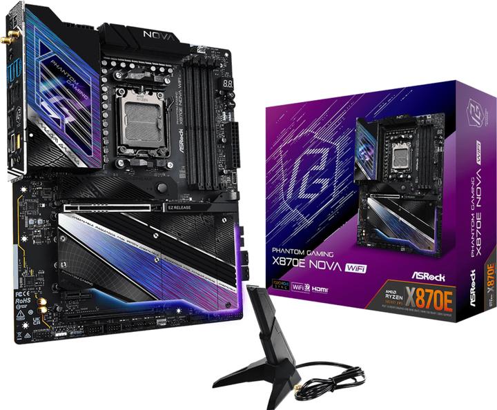 Image du produit AsRock MB AMD AM5 X870E Nova WiFi (AM5, AMD X870E, ATX)