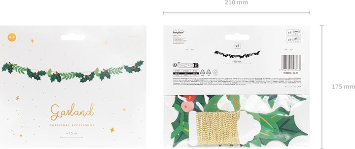 Produktbild Partydeco Garland Mistletoe, 1.5 m, green (1 pkt / 1 pc.)