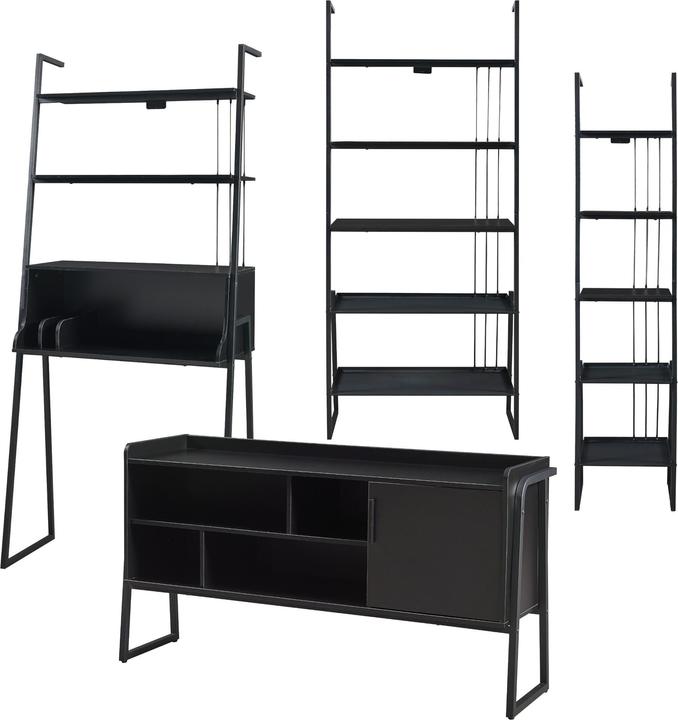 Produktbild En.Casa Möbelset Storfjord 4-tlg. 1xSchreibtisch, 2xRegal, 1xTV Schrank