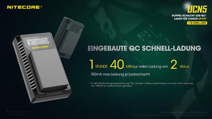 Produktbild Nitecore UCN5 - für Canon Cameras (Kamera Akku Ladegerät)