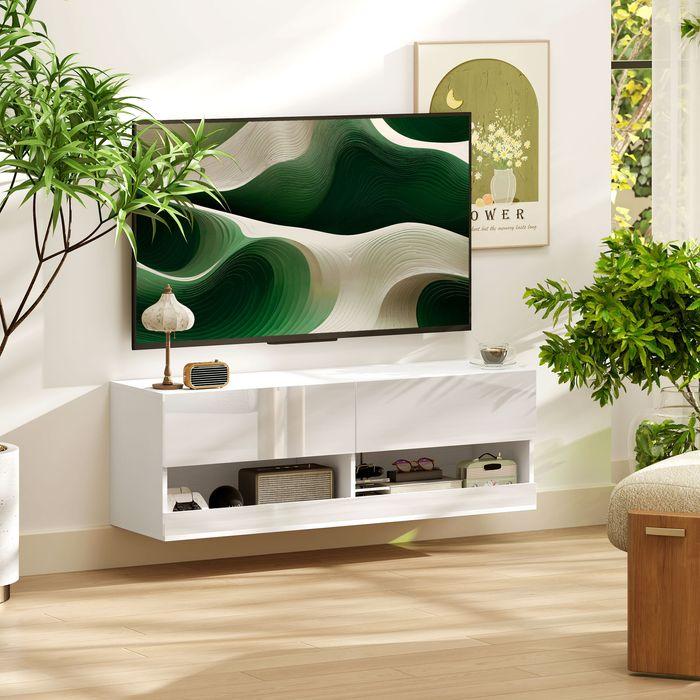 Immagine prodotto Swisshandel24 TV-Hängeschrank mit LED-Beleuchtung, TV-Schrank 120 x 35 x 40,5 cm Hochglanzweiss