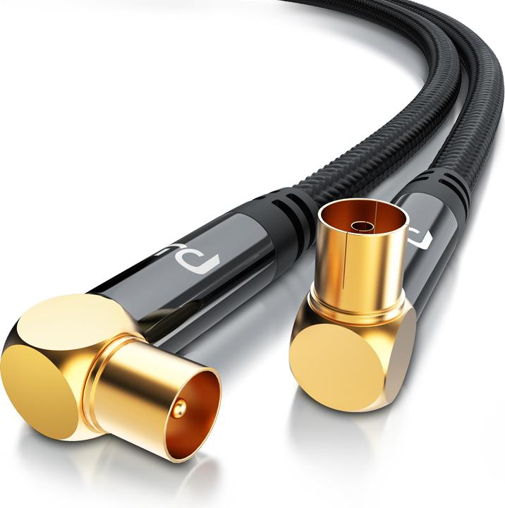 Actual product image Primewire HDTV antenna cable angled with braiding, premium coaxial cable 135dB / 75 Ohm, TV cable, 4K HDTV (135 dB, Antenna cable)