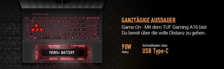 Produktbild ASUS TUF Gaming A16 RTX 4060 (16", AMD Ryzen AI 9 HX 370, 16 GB, 1000 GB, DE)