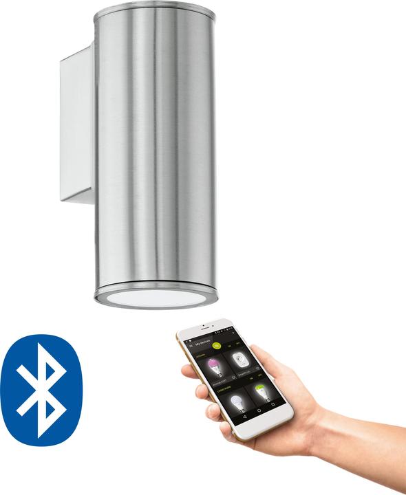 Actual product image EGLO RIGA wall lamp stainless steel/ (400 lm, GU10, IP44)