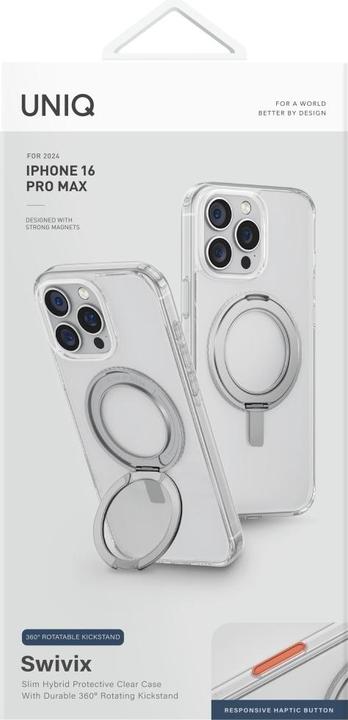 Actual product image Uniq Swivix 360 Rotating Kickstand Case for iPhone 16 Pro Max - Clear (Apple iPhone 16 Pro Max)