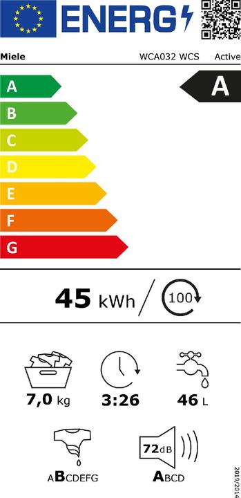 Label énergétique Miele WCA032 WCS (7 kg, Droite)