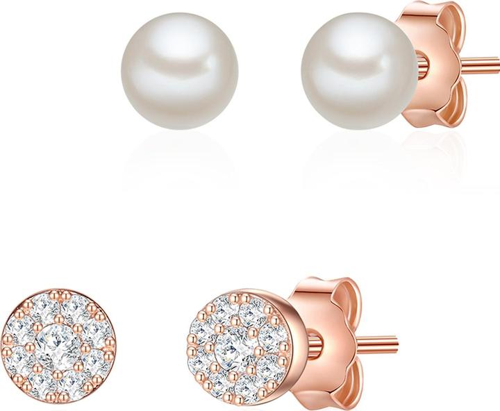 Glanzstücke München Damen Sterling Silber Zirkonia Süsswasser-Zuchtperle roségold - 23822 (Sterling Silber)