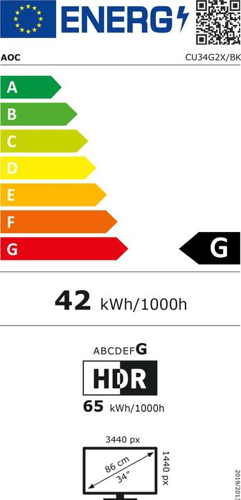 Energy Label AOC CU34G2X/BK (3440 x 1440 pixels, 34")