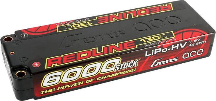Actual product image Gens Ace RC Battery LiHV 6000 mAh 7.6 V 130C 2S2P Redline Series (7.60 V, 6000 mAh)