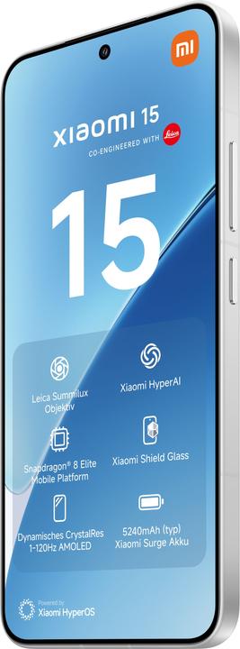 Produktbild Xiaomi 15 (512 GB, White, 6.36", Dual SIM, 50 Mpx, 5G)