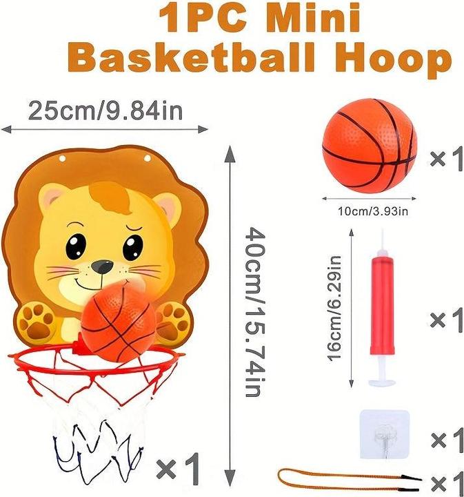 Produktbild Activity Board Mini Basketballkorb Ständer Set mit Löwe, Dinosaurier, Elefant Dschungeltiere - Happy Birthday