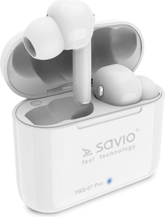 Produktbild Savio TWS-07 PRO Bluetooth Earphones Kopfhörer Weiss (4 h, Kabellos)