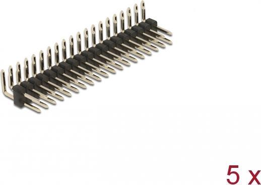 Actual product image Delock Male header 20 pin, grid spacing 2.54 mm, 2-row, angled, 5 pieces