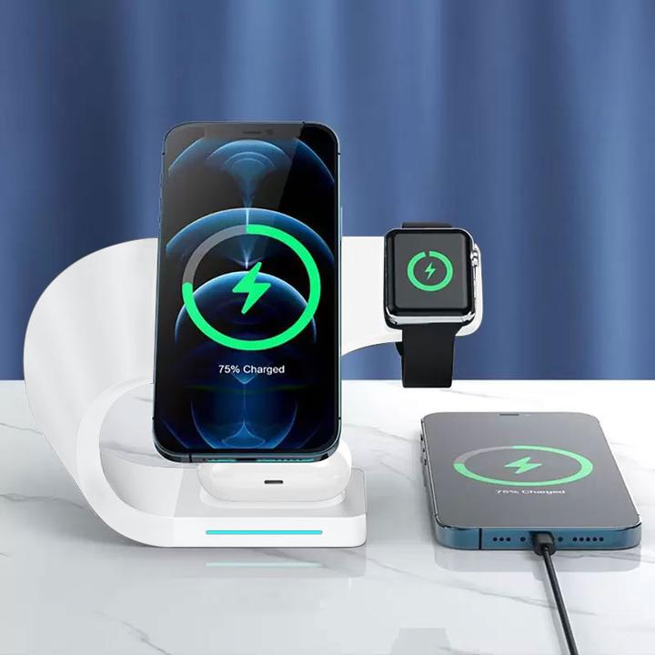 Produktbild PhoneLook Magnetische Wireless Ladestation 15W für iPhone Apple Watch, AirPods Weiss (15 W)
