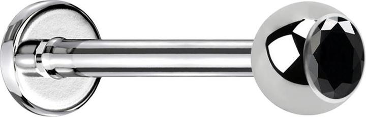 Produktbild Star Piercing Micro Labret silber mit Kugel Kristall schwarz (ohne Messing, Chirurgenstahl 316L)