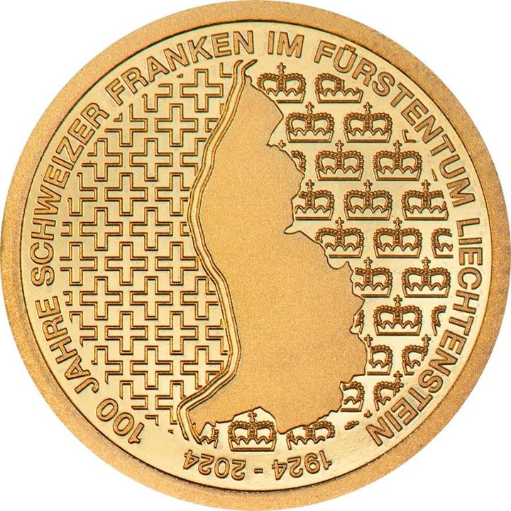 CIT Coin Invest Gold Liechtenstein 100 Jahre Schweizer Franken 0,5 g PP - 2024 (999.90, 2024)