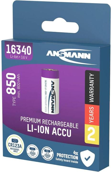 Actual product image Ansmann Battery 16340 850mAh 1 pc. (1 pcs., C, 850 mAh)