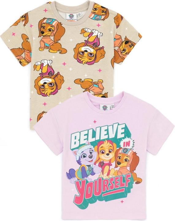 Actual product image Paw Patrol Girls Believe In Yourself T-Shirt (Pack of 2) (122)