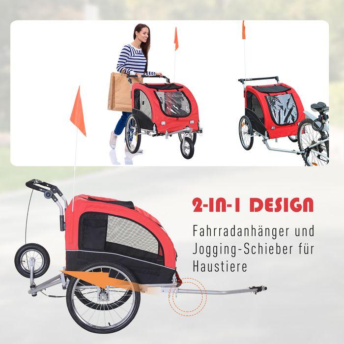 Produktbild Swisshandel24 Hundeanhänger Jogger Fahrradanhänger Hunde Hunde-Fahrradanhänger Rot+Schwarz 155 x 83 x 108 cm