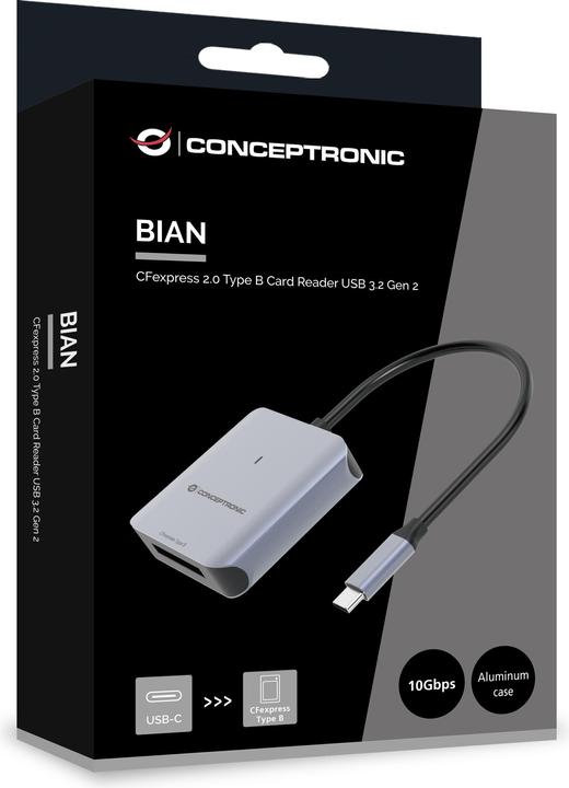 Produktbild Conceptronic Card Reader USB 3.2 Gen2 Typ-B CFEXPRESS 2.0 sw (USB 3.2 Gen 2)