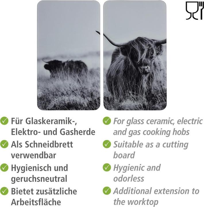 Actual product image Wenko Cooker cover plates Highland Cattle black 2 pcs.
