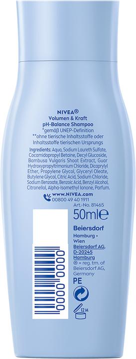 NIVEA Volume & Strength pH-Balance Mini (50 ml, Flüssiges Shampoo)