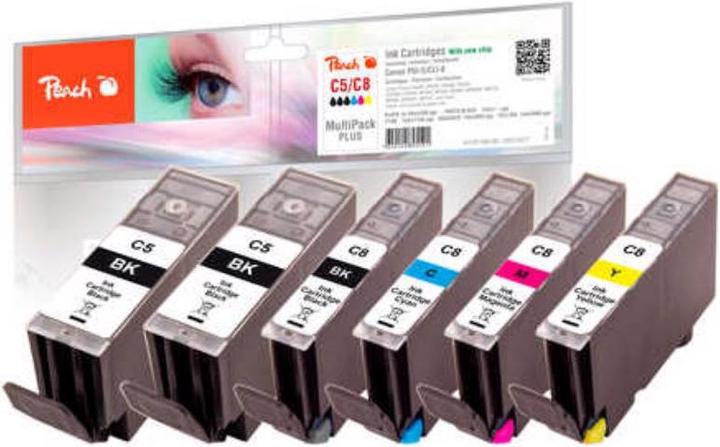 Image du produit Peach Encre Canon GI-5 / CLI-8 2x BK, 1x PBK, 1x C, 1x M, 1x Y (M, CF, Y, PBK, C)
