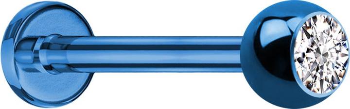 Produktbild Star Piercing Micro Labret dunkelblau mit Kugel und Kristall silber (ohne Messing, Titan G23)