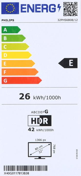 Energielabel Philips Full HD LED Ambilight TV (32", PHS6808, LED, HD, 2023)