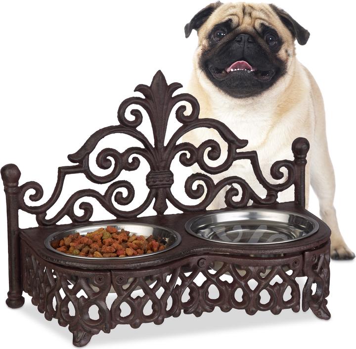 Actual product image Relaxdays Antique-Style Dog Feeder Bar (0.30 l)